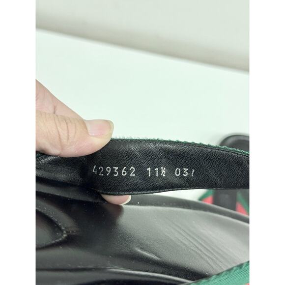 Gucci Web Leather Slip On Thong Flip Flop Flat Sandals Black Men's Size US 11.5 - Picture 4 of 5